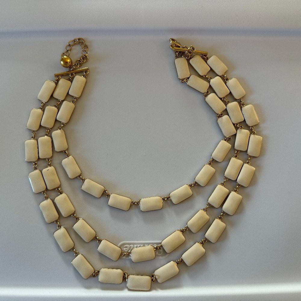 Kate Spade Yellow Cream Enamel Double Sided Triple Strand Drape Necklace